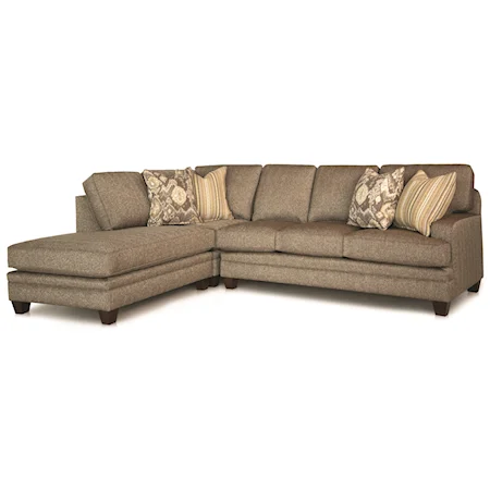 Customizable Chaise Sectional with Track Arms, Tapered Feet and Semi-Attached Cushion